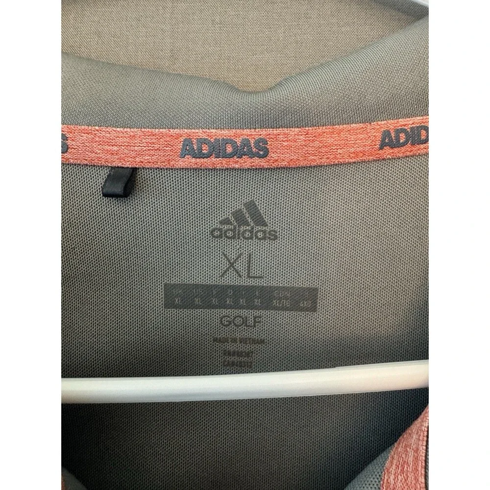 Men's Adidas Gray Golf Polo with Orange Accents Size Extra Large